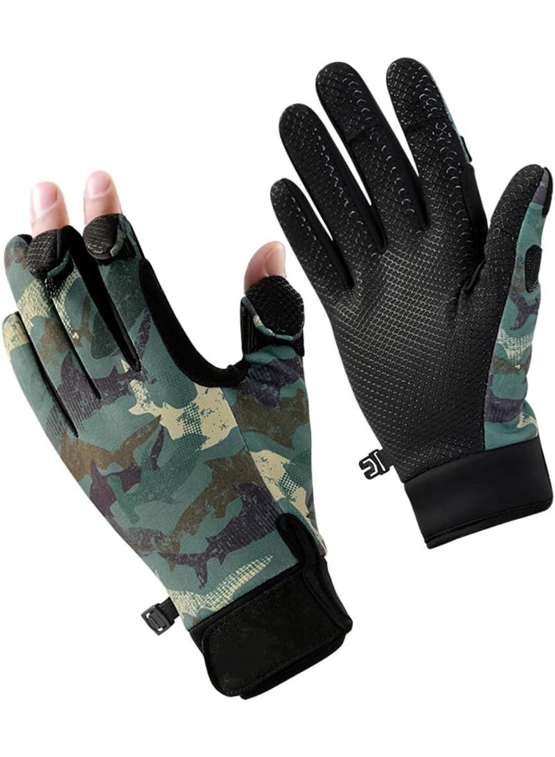 سيوسي Winter Fishing Gloves for Men, Hunting and Kayak Gloves, Waterproof Warm Glove for Outdoor Sports, Riding Bicycle, Hiking, Ice and Cold Weather Gears for Fishing and Hunting (green) - Image 1