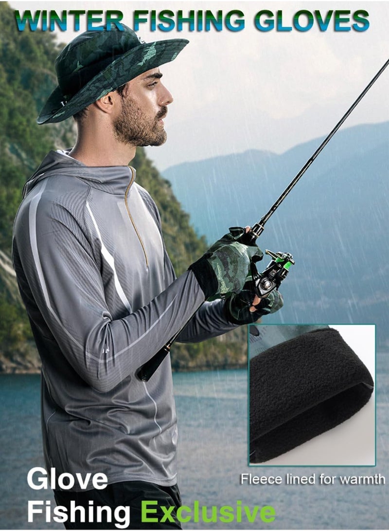 سيوسي Winter Fishing Gloves for Men, Hunting and Kayak Gloves, Waterproof Warm Glove for Outdoor Sports, Riding Bicycle, Hiking, Ice and Cold Weather Gears for Fishing and Hunting (green) - Image 2