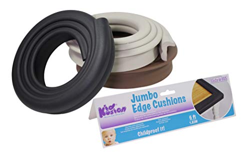 KidKusion Jumbo Edge Cushion | 6Ft | Black | Made in USA | Child Safety Edge Guard, Babyproof Furniture Bumper - Image 3