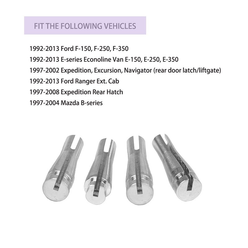 YMHHefy 8 ENDS Door Latch Cable Repair Kit Compatible with Ford F-150, F-250, F-350, E-series, Ranger, Expedition, Excursion, Navigator (Four Cables - 6 Standard 2 Locking Cam) Aluminum - Image 3