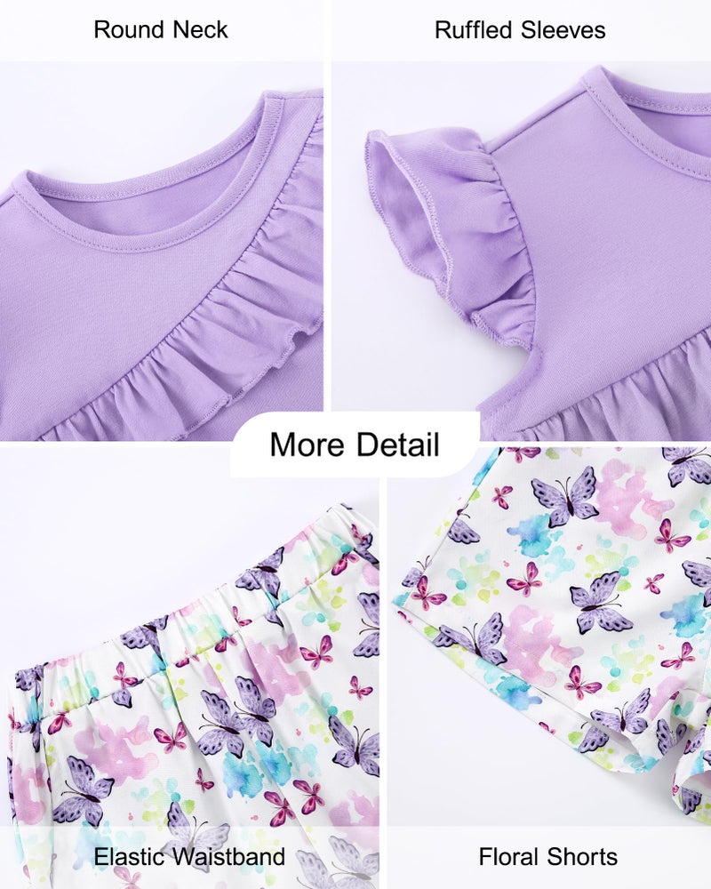 DISAUR Clothes for Girls Summer 2 Piece Shorts Set Casual Ruffle Sleeveless Top and Elastic Waist Shorts with Pockets Girls Pants Sets 5T Ropa Para NiÃ±a Toddler Kid Girl Clothes - Image 4
