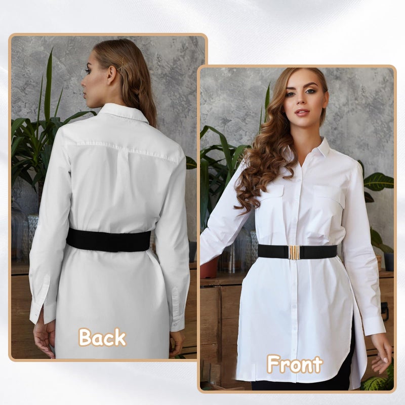 OWMOSYX 3 PCS Wide Stretchy Belt for Women Vintage Elastic Belts for Dresses Stretch Waist Belt with Golden Buckle Black Khaki Brown - Image 5