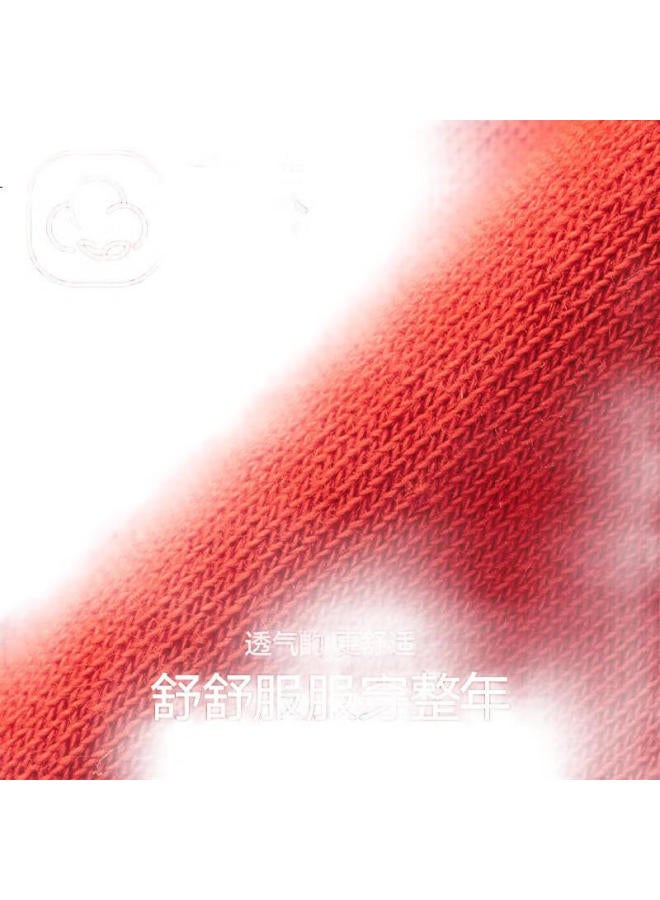 HLA [Hongyun] Red Socks For Men, Zodiac Year, Cotton, Antibacterial, Odor-Resistant, Wedding Celebration, New Year, Red Mid-Calf Socks, 3 Pairs - Image 3