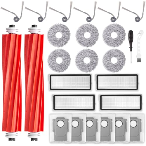 EOVWAEO 26 Pack Accessories for Roborock QV 35A / QV 35S / QR598 / QR798 Vacuum Robot, Replacement Accessories 2 Main Brush 6 Mop Pads 6 Dust Bags 6 Sidebrush 4 Filter 1 Cleaning Brush 1 Screwdriver - Image 1