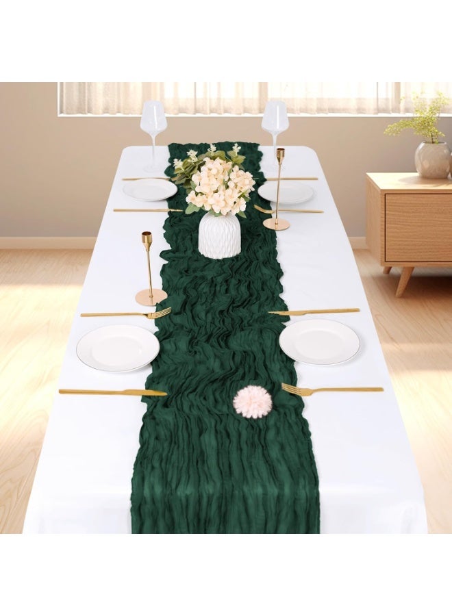 XIYU Crumpled Gauze Table Runner, 90 x 300 cm Boho Gauze Table Runner for Wedding Bridal Baby Shower Birthday Party Table Decoration Home Kitchen Table Party Decorations - Image 1