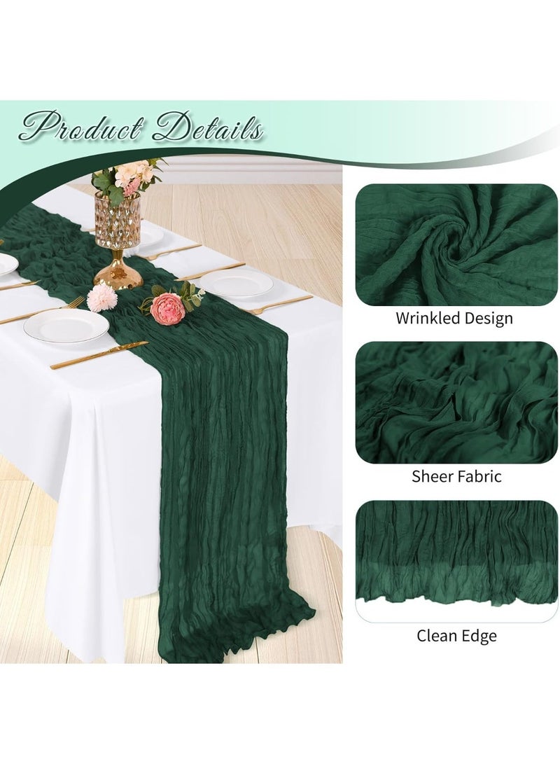 XIYU Crumpled Gauze Table Runner, 90 x 300 cm Boho Gauze Table Runner for Wedding Bridal Baby Shower Birthday Party Table Decoration Home Kitchen Table Party Decorations - Image 3