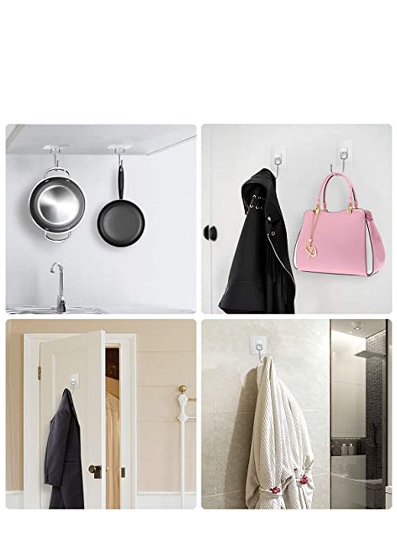 SYOSI 8 Pack Large Adhesive Hooks, Waterproof and Rustproof Wall Hooks for Hanging Heavy Duty, Stainless Steel Towel and Coats Hooks to use Inside Kitchen, Bathroom, Home and Office  - Image 4