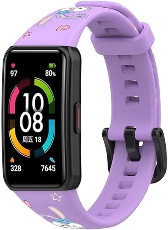 Next Next store Silicone Strap Compatible with Huawei Band 6 - Printed Pattern Replacement Watch Strap Compatible with Huawei Band 6 Smart Watch