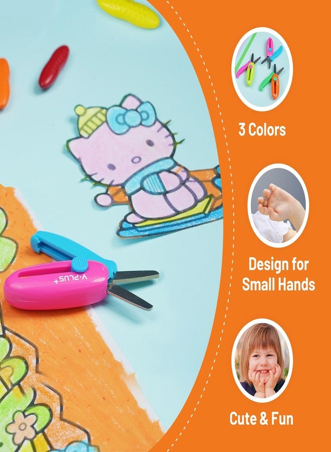 YPlus Safety Scissors for Kids, 3Pcs Retractable Scissors for Toddler Craft Ages 3-5 2-4 1-3, Cute Small Art Crafts Cutting Tools - Image 4