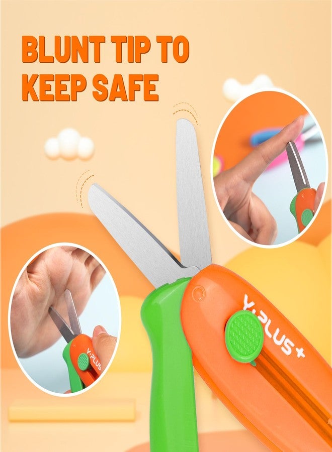 YPlus Safety Scissors for Kids, 3Pcs Retractable Scissors for Toddler Craft Ages 3-5 2-4 1-3, Cute Small Art Crafts Cutting Tools - Image 2