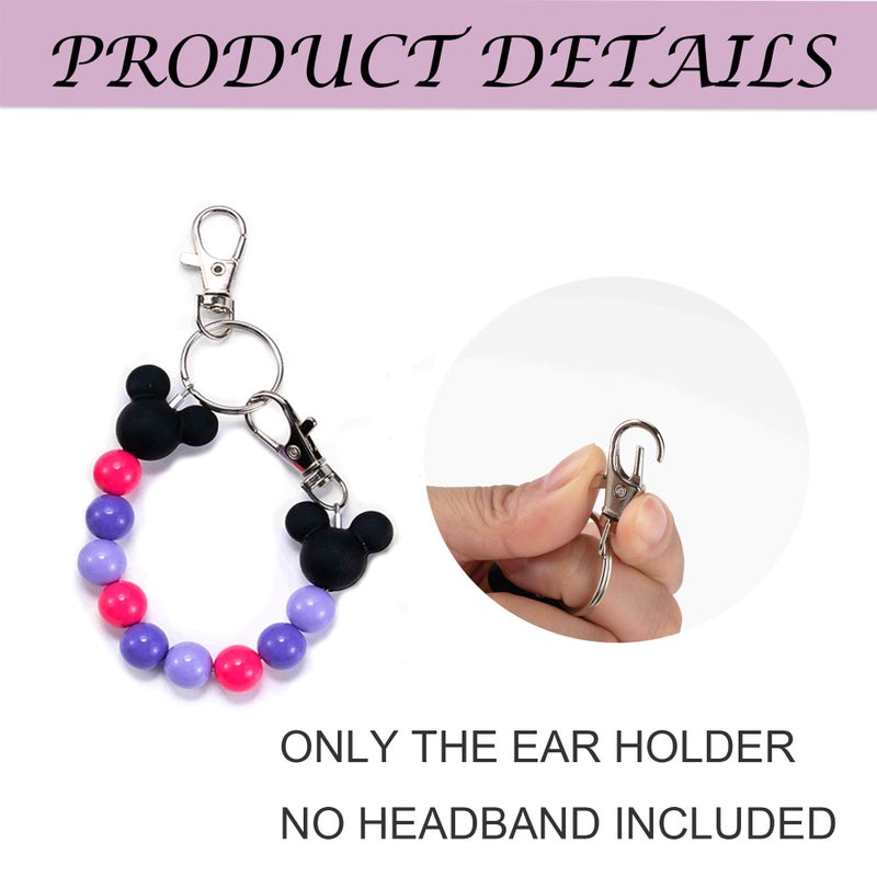 Eybila Mouse Ear Holder for Backpack Beaded Lanyard Keychain Park Trip Essentials Headband Display Decor Hanging Accessories Purple - Image 3