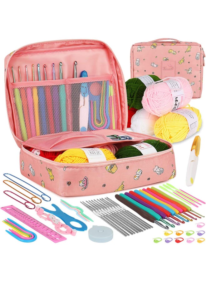 مجموعات الكروشيه للمبتدئين البالغين، مجموعة أدوات الحياكة للبالغين، تتضمن خطافات كروشيه معدنية مقاس 0.6-6.0 مم، وصوف، وحقيبة وإكسسوارات الحياكة، مجموعة خطافات كروشيه للأطفال، مجموعة أدوات الكروشيه للمبتدئين في المملكة المتحدة - Image 1