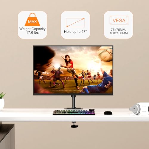 Pholiten Single Monitor Stand Heavy Duty Adjustable Monitor Arm Desk Mount for 1327Inch Tilt Swivel Rotate Support 22 lbsBlack - Image 3