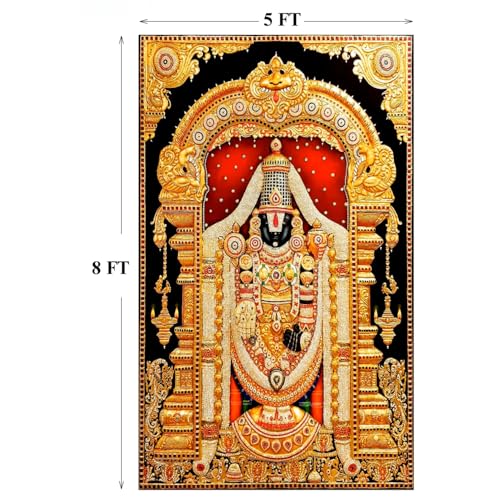 Sri Yagnaa - Venkateswara Swamy Backdrop - M 3 - Balaji Design Backdrop - Backdrop for Pooja Decoration Purposes (5x8 ft) - Image 3