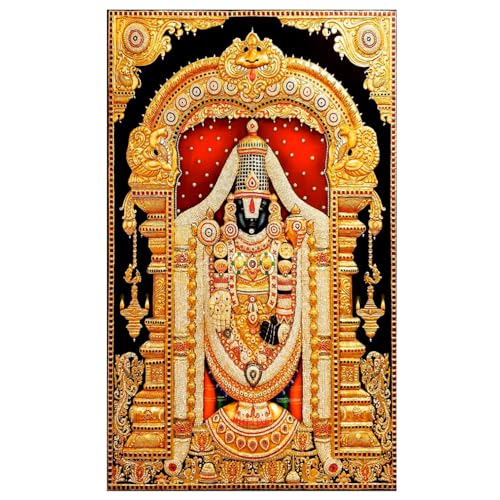 Sri Yagnaa - Venkateswara Swamy Backdrop - M 3 - Balaji Design Backdrop - Backdrop for Pooja Decoration Purposes (5x8 ft) - Image 1