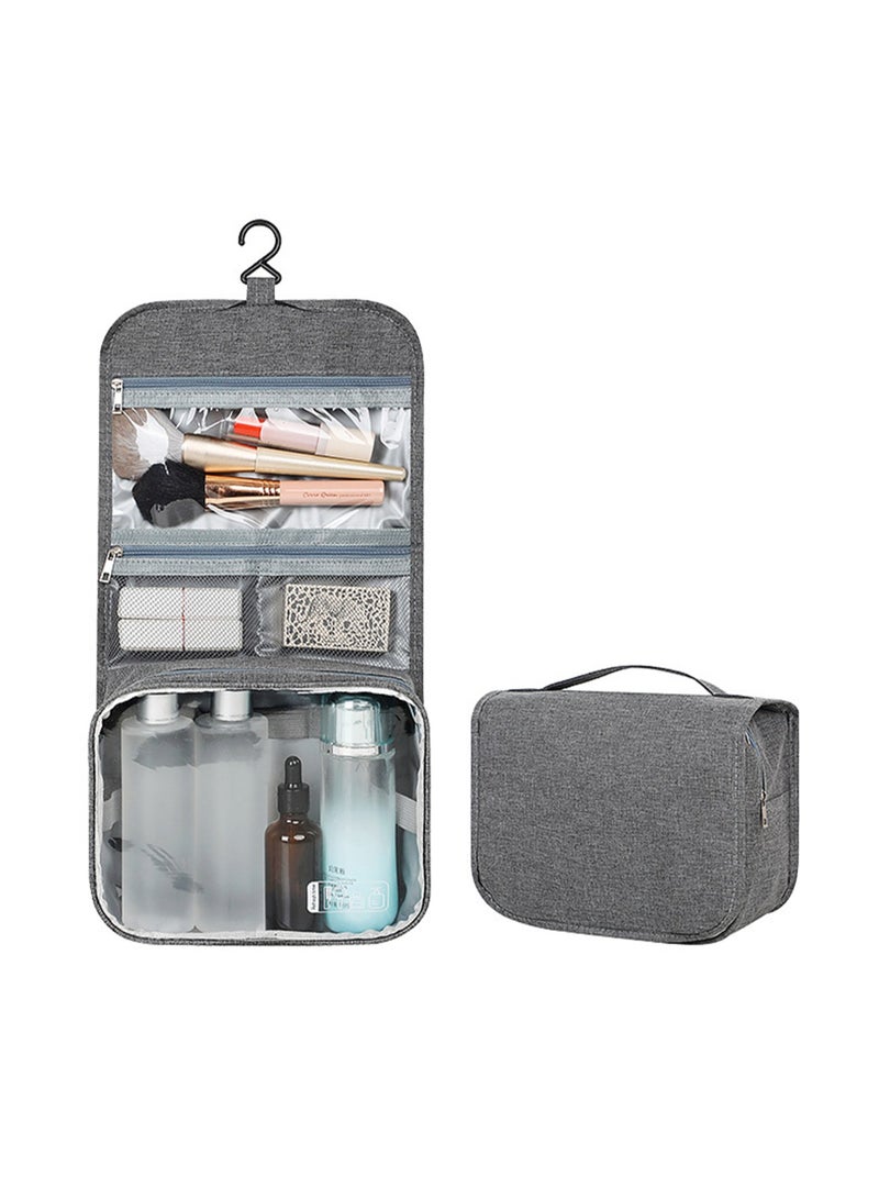 Hangable Toiletry Bag, Men'S And Women'S Business Dry And Wet Separation Bag, Travel Toiletry Storage Bag, Washing And Care Set Storage -Pvc Window Hook Toiletry Bag (Grey) - Image 1