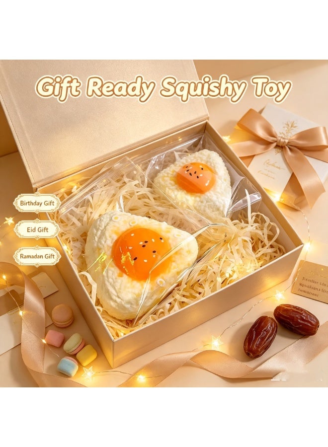 Cute Egg Yolk Rice Ball Squishy Toy, Soft Squeeze Stress Relief Fidget Toy, Kawaii Sensory Toy, Aesthetic Desk Decor, Ideal Ramadan & Eid Gift For Kids And Adults - Image 5