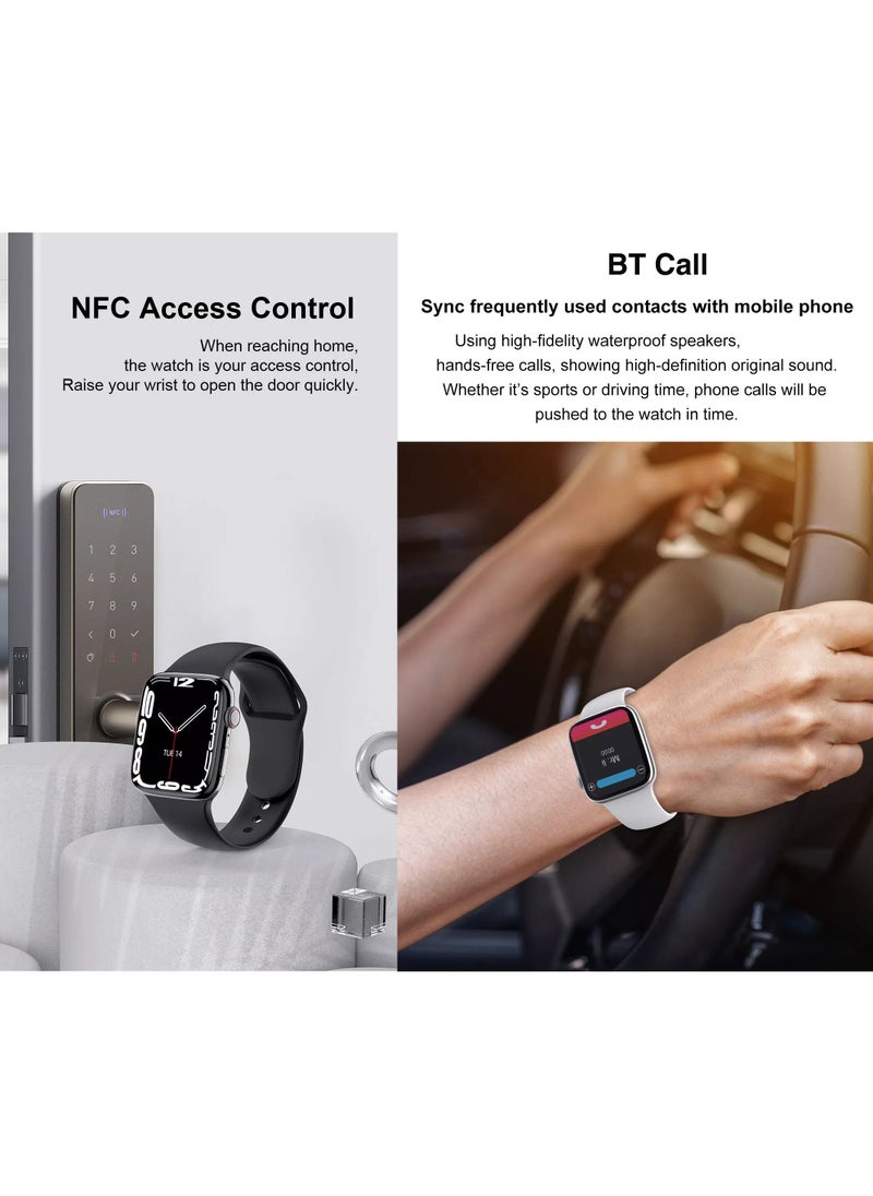BSNL - DT NO.1 Series 7 Smart Watch NFC 1.90 Inches Screen Frosted Silver Zinc Alloy Case Silicone Sport Band 45mm - Image 1