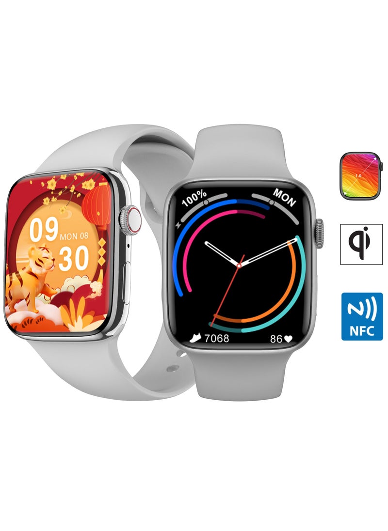 BSNL - DT NO.1 Series 7 Smart Watch NFC 1.90 Inches Screen Frosted Silver Zinc Alloy Case Silicone Sport Band 45mm - Image 1
