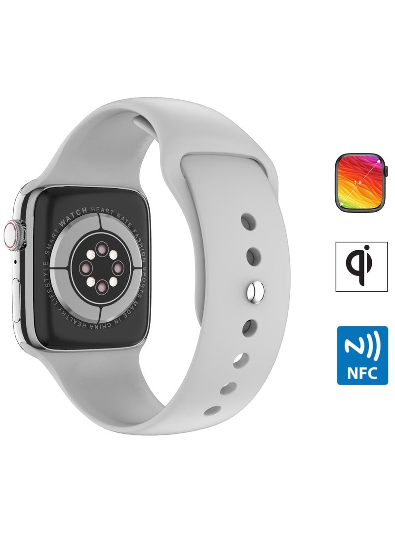 BSNL - DT NO.1 Series 7 Smart Watch NFC 1.90 Inches Screen Frosted Silver Zinc Alloy Case Silicone Sport Band 45mm - Image 1