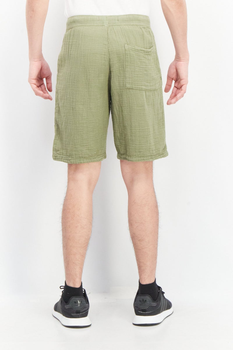 Celio Men Regular Fit Solid Basic Shorts, Olive - Image 3