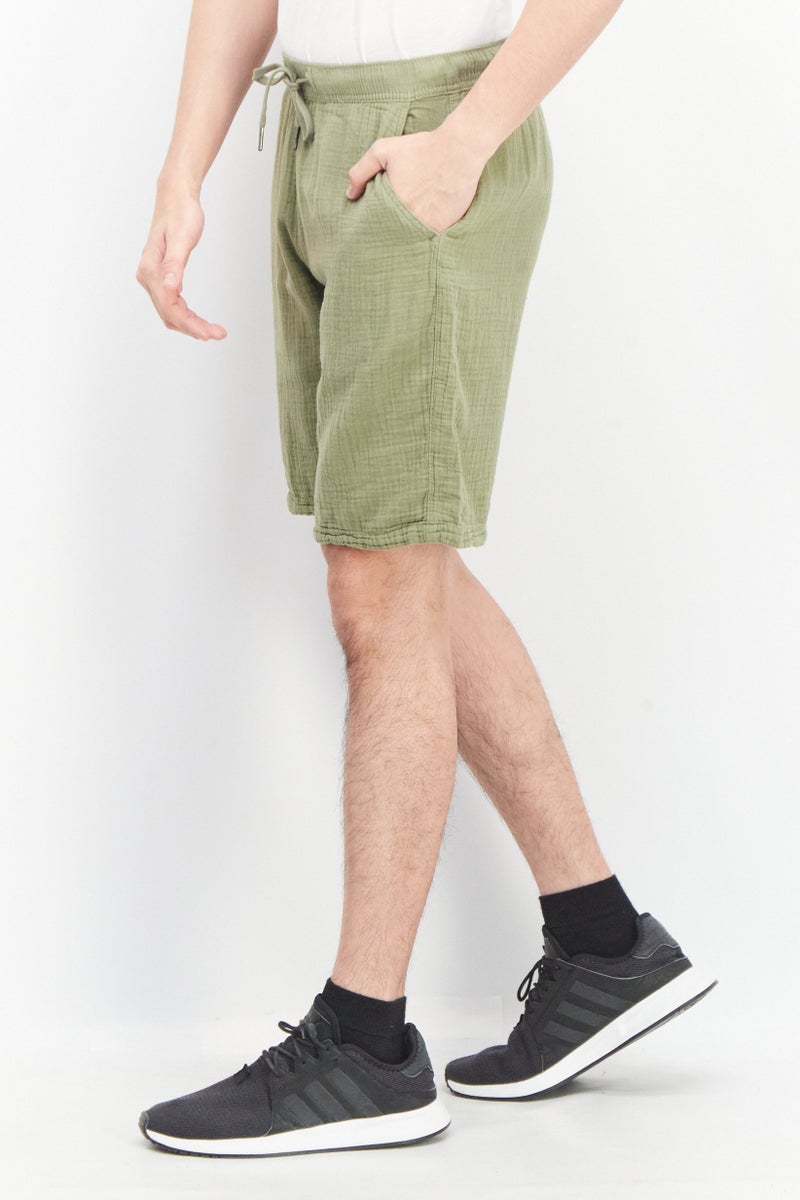 Celio Men Regular Fit Solid Basic Shorts, Olive - Image 4