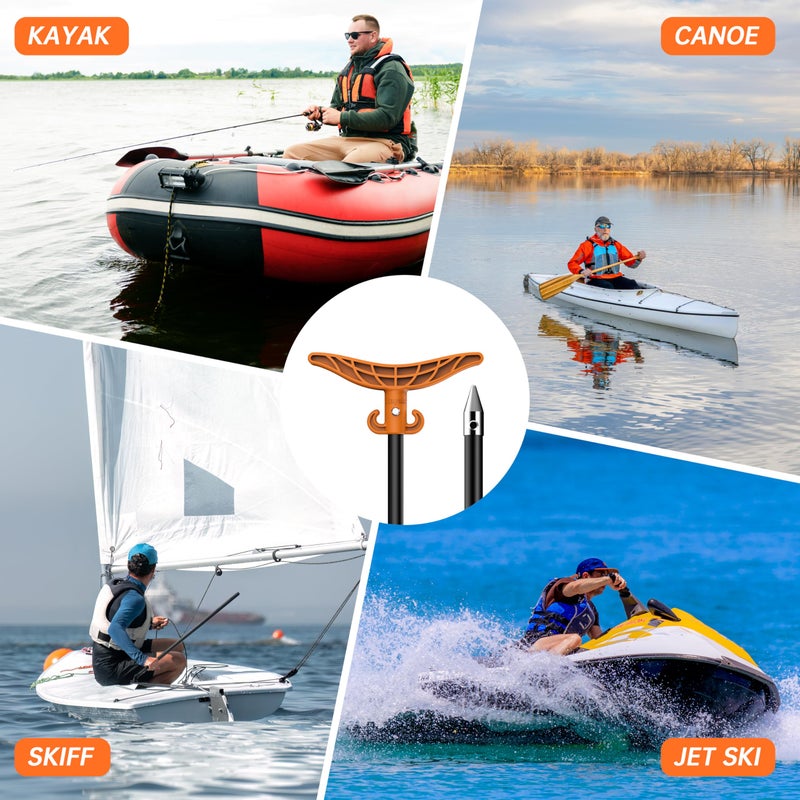 itayak 8.63' Shallow Water Anchor Pole with T-Handle, 2 Piece High Strength Fiberglass Reinforced Polyamide66, for Fishing Kayak, Orange (Gloves Included) (8.63 ft) - Image 5