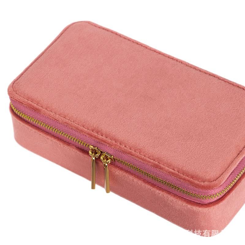 صندوق إكسسوارات للسفر، لتنظيم الأقراط والأساور، 18.2 x 9.6 x 5.3 cm، بني للتخزين باللون البني للاستخدام المنزلي سهل الحمل - Image 3
