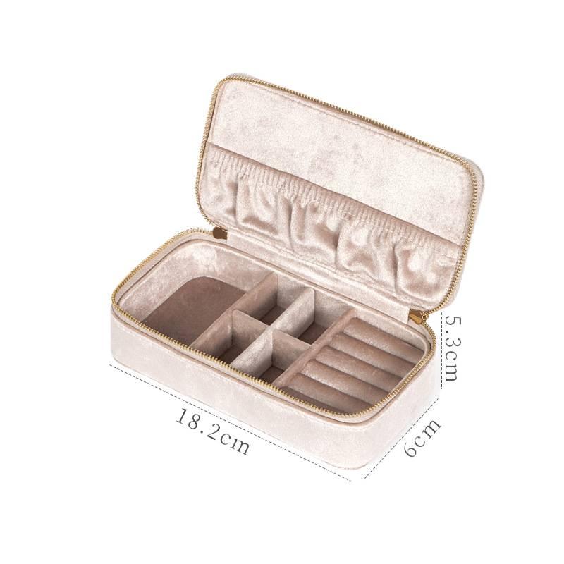 صندوق إكسسوارات للسفر، لتنظيم الأقراط والأساور، 18.2 x 9.6 x 5.3 cm، بني للتخزين باللون البني للاستخدام المنزلي سهل الحمل - Image 1