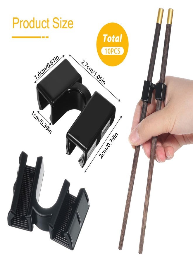 BOHUIZ 10 Pieces Reusable Chopsticks Helpers Black Training Chopstick Hinges Connector Practice Chopsticks for Adults, Kids, Beginners, Trainers or Learners - Image 2