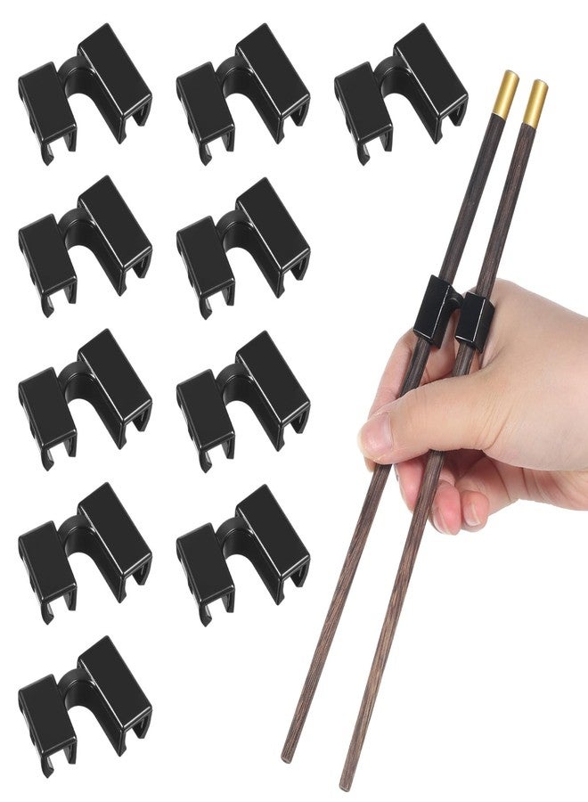 BOHUIZ 10 Pieces Reusable Chopsticks Helpers Black Training Chopstick Hinges Connector Practice Chopsticks for Adults, Kids, Beginners, Trainers or Learners - Image 1