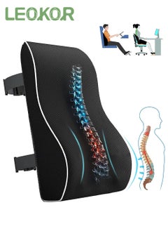 LEOKOR Lumbar Support Pillow, Back Support Pillow Suitable for Car, Computer, Gaming Chair, Ergonomic Memory Foam Orthopedic Backrest with Breathable 3D Mesh Cover and Adjustable Strap  - Image 1
