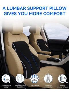 LEOKOR Lumbar Support Pillow, Back Support Pillow Suitable for Car, Computer, Gaming Chair, Ergonomic Memory Foam Orthopedic Backrest with Breathable 3D Mesh Cover and Adjustable Strap  - Image 2