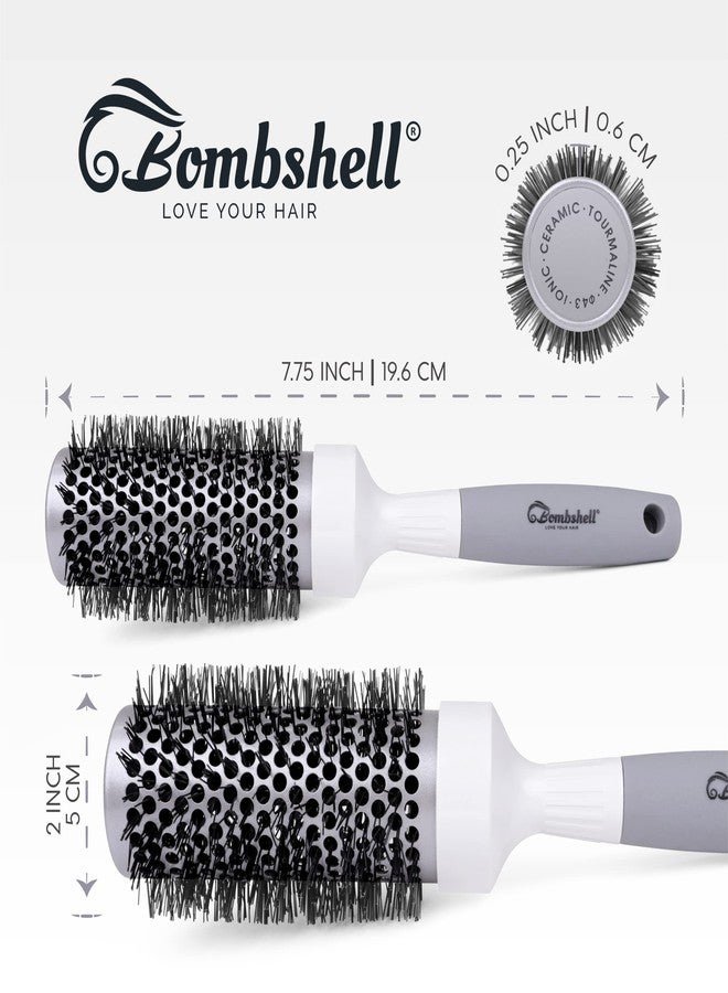 Bombshell Ceramic Round Brush — Pro Ultra Ceramic Thermal Round Hair Brush with Rubber Handle for Blow Drying, Curling, and Styling 1.7" - Image 2