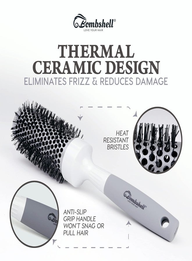 Bombshell Ceramic Round Brush — Pro Ultra Ceramic Thermal Round Hair Brush with Rubber Handle for Blow Drying, Curling, and Styling 1.7" - Image 3