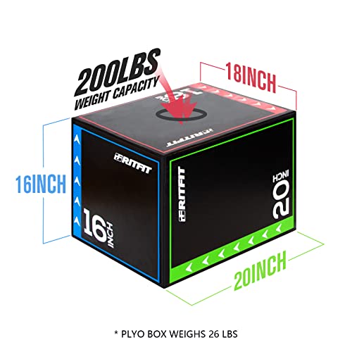 RitFit 3 in 1 Extra Firm Soft Plyo Box Foam Plyometric Box-30”x24”x20”-20"x18"x16" Heavy Duty High Density Foam Jumping Box 3 Sizes with PVC Cover,Platform for Home Gym Fitness, 440lb Weight Capacity - Image 2