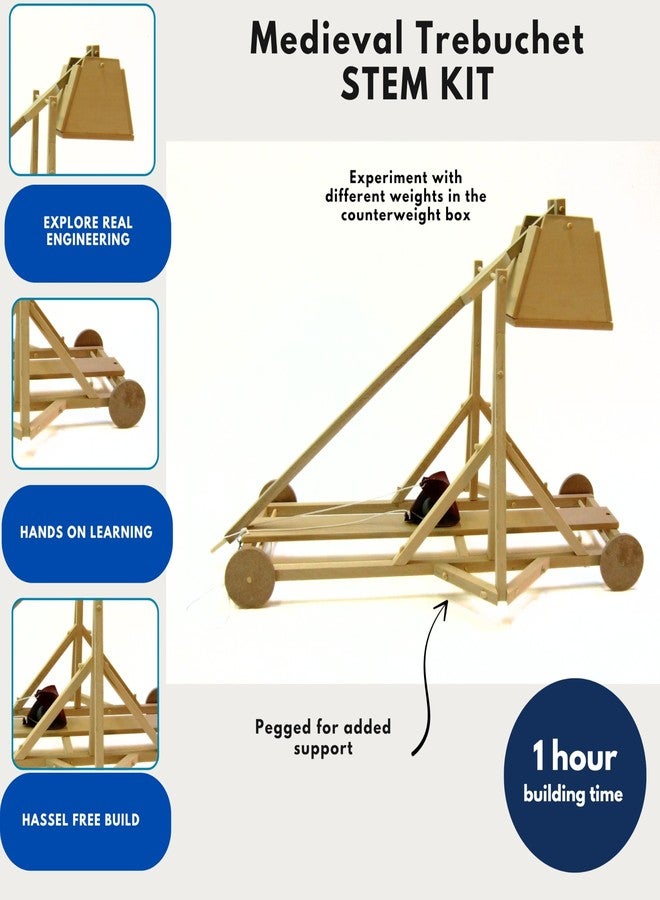 PATHFINDERS STEM Kit - Trebuchet Model | Wooden Craft Kit for Boys & Adults | Medieval Engineering Toy | 3D Puzzle & Science Project | Educational Learning Gift - Image 3