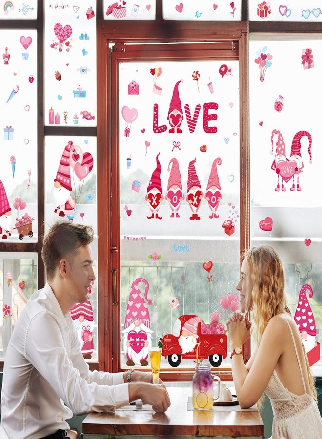 Traplace 9 Sheets Valentine Window Clings Decorations, Double-Sided Gnome Window Stickers, Valentines Decals, Romantic Window Clings for Wedding Party Home Office Glass Decor(11.8 × 7.8 Inches) - Image 4