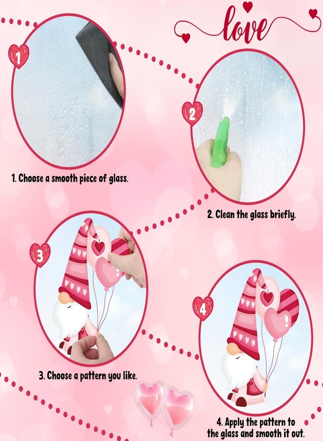 Traplace 9 Sheets Valentine Window Clings Decorations, Double-Sided Gnome Window Stickers, Valentines Decals, Romantic Window Clings for Wedding Party Home Office Glass Decor(11.8 × 7.8 Inches) - Image 3