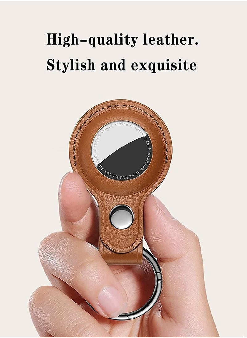 MJZ 4 Pack Protective Air Tag Case for Apple Airtags PU Leather Keychain Key Ring Anti Lost AirTag Tracker Holder Anti Scratch Air Tags Cover Loop Finder Items GPS Accessories  - Image 2