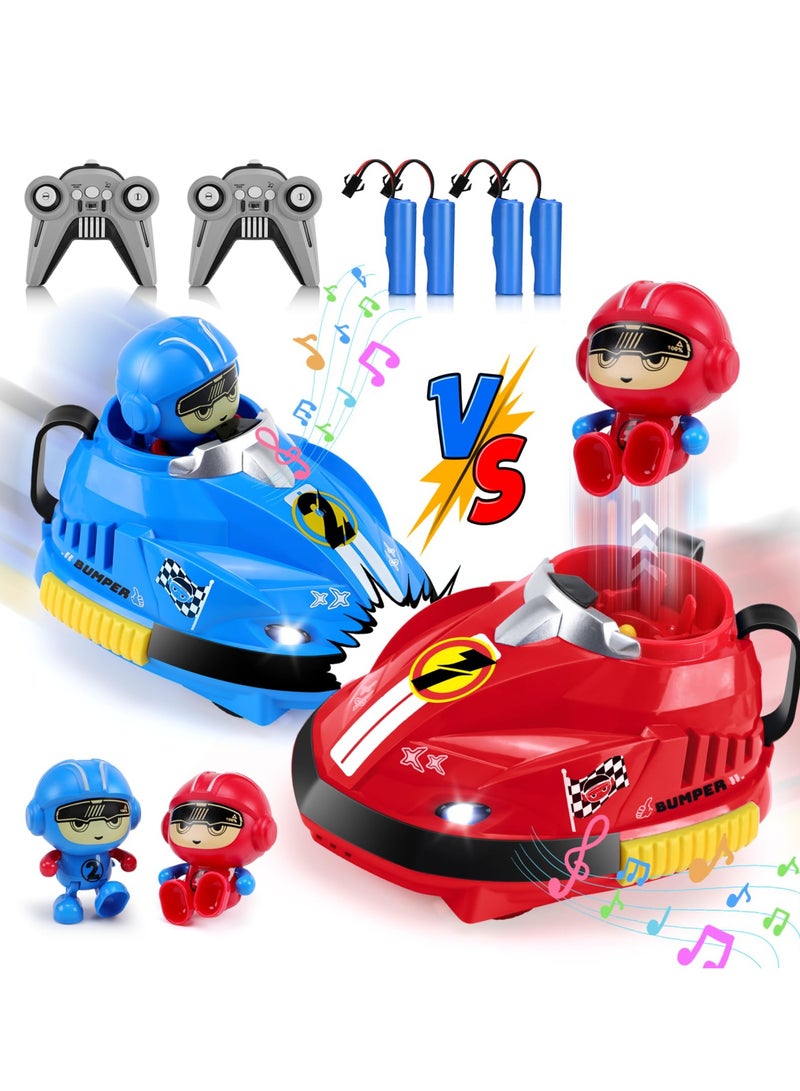 XiuWoo 2 Pack Remote Control Bumper Cars Toys, RC Cartoon Car Toys with Light and Music for Toddlers, Rechargeable Battery, Birthday Gift for 3-8 Year Old Boys Girls  - Image 1