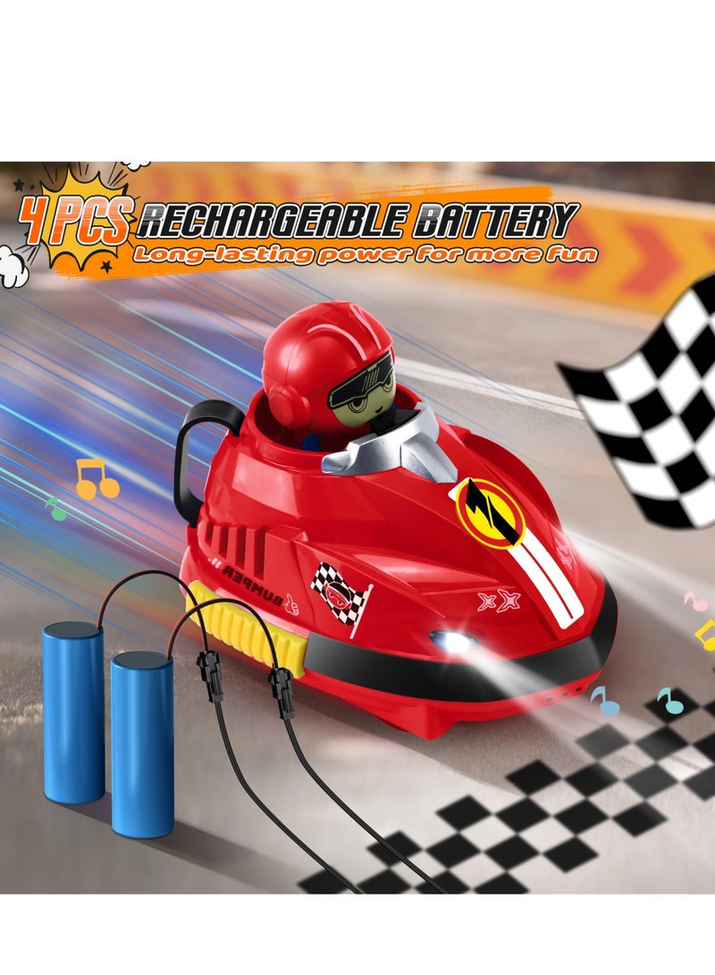 XiuWoo 2 Pack Remote Control Bumper Cars Toys, RC Cartoon Car Toys with Light and Music for Toddlers, Rechargeable Battery, Birthday Gift for 3-8 Year Old Boys Girls  - Image 2
