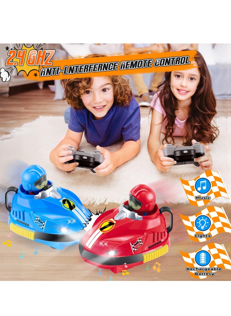 XiuWoo 2 Pack Remote Control Bumper Cars Toys, RC Cartoon Car Toys with Light and Music for Toddlers, Rechargeable Battery, Birthday Gift for 3-8 Year Old Boys Girls  - Image 3