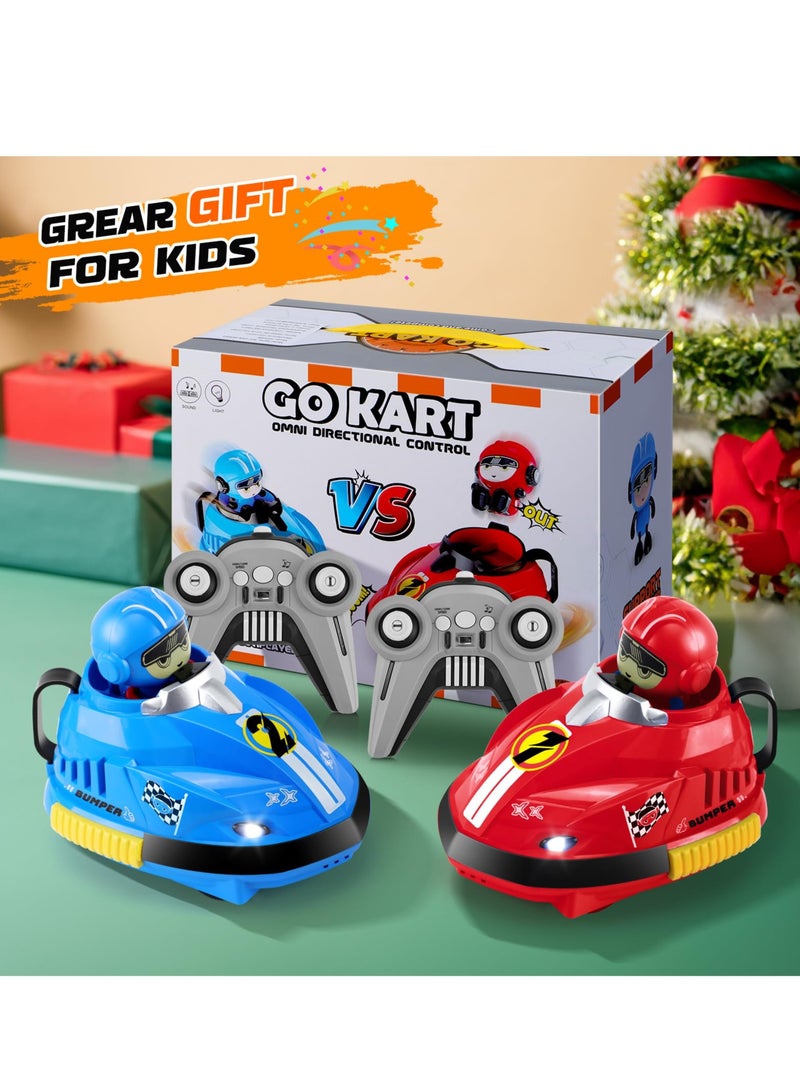 XiuWoo 2 Pack Remote Control Bumper Cars Toys, RC Cartoon Car Toys with Light and Music for Toddlers, Rechargeable Battery, Birthday Gift for 3-8 Year Old Boys Girls  - Image 5