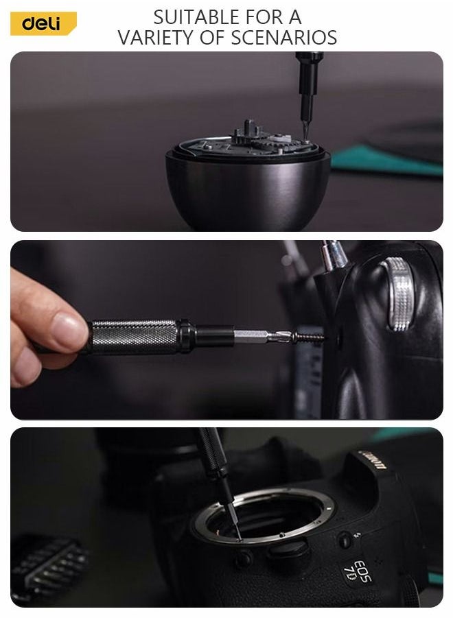 Deli - 25-piece precision electronic screwdriver set Multifunctional repair tool Suitable for Repairing Mobile Phones Watches Laptops - Image 1
