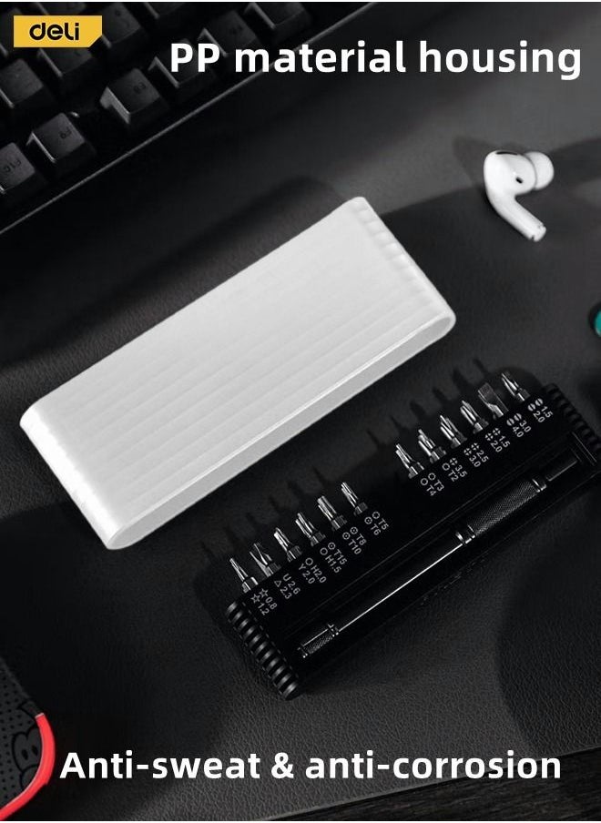 Deli - 25-piece precision electronic screwdriver set Multifunctional repair tool Suitable for Repairing Mobile Phones Watches Laptops - Image 1