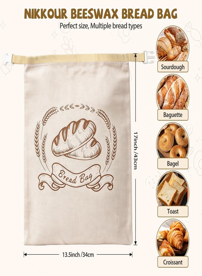 NIKKOUR Large Linen Beeswax Bread Bags Sourdough Bread Bags Reusable Double-Lock Freezer Baking Container Gift Giving for Homemade,Loaf,Sourdough,Food Storage (Plain Colour 1 PCS) - Image 4