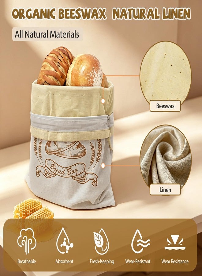 NIKKOUR Large Linen Beeswax Bread Bags Sourdough Bread Bags Reusable Double-Lock Freezer Baking Container Gift Giving for Homemade,Loaf,Sourdough,Food Storage (Plain Colour 1 PCS) - Image 2
