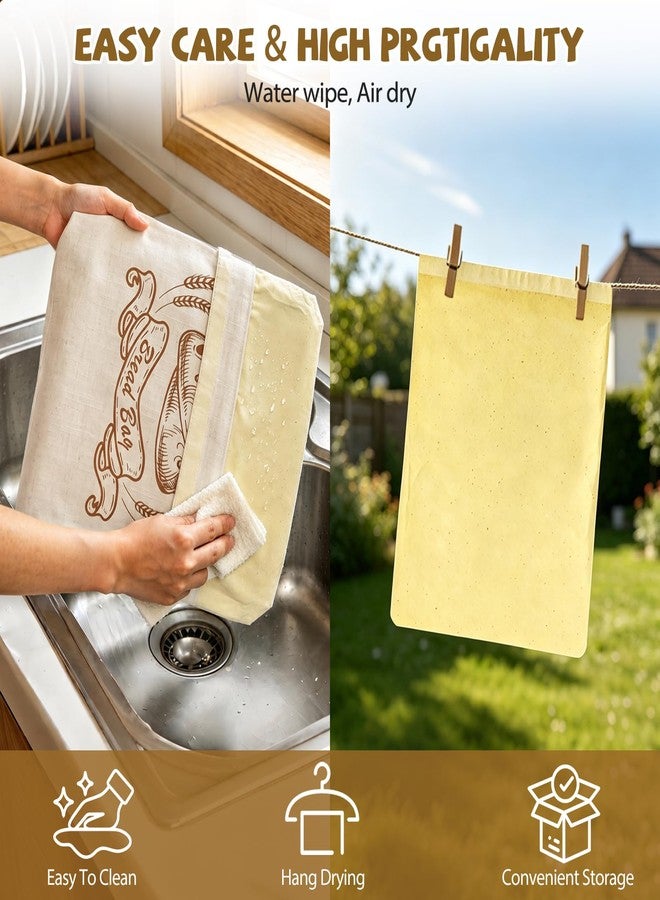NIKKOUR Large Linen Beeswax Bread Bags Sourdough Bread Bags Reusable Double-Lock Freezer Baking Container Gift Giving for Homemade,Loaf,Sourdough,Food Storage (Plain Colour 1 PCS) - Image 5