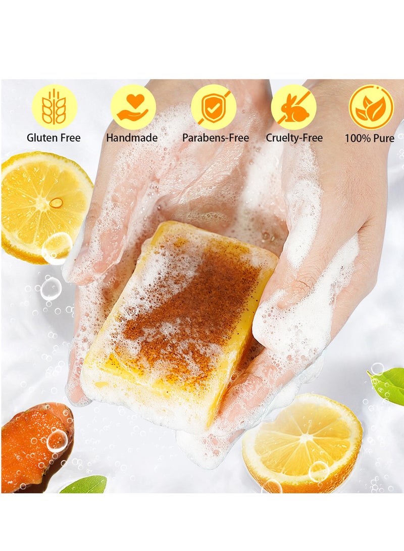 Ikzee lemon turmeric kojic acid soap exfoliating deep cleansing moisturizing skin handmade bath soap 100g - Image 4
